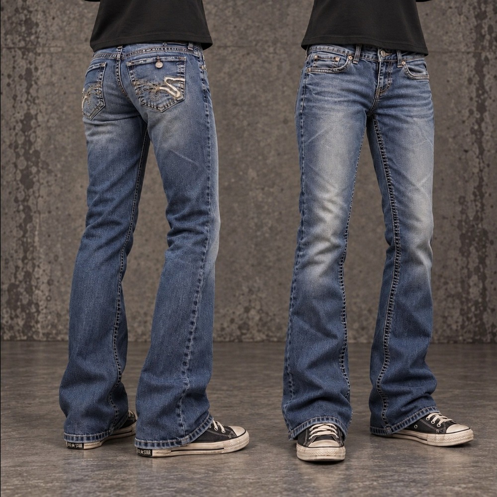 26x30 Blue Faded Slim Bootcut Jeans Women Y2K